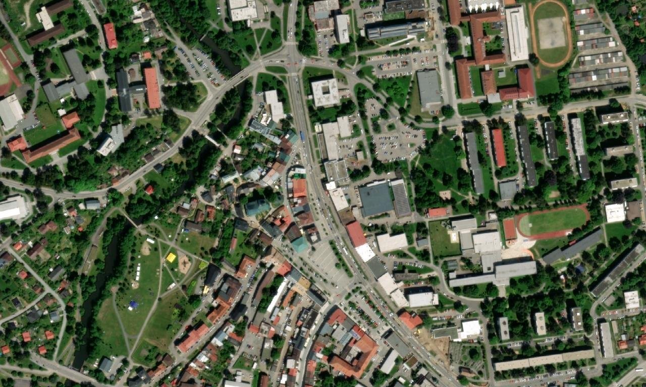 Domy čp. 60 a 61 – letecký pohled