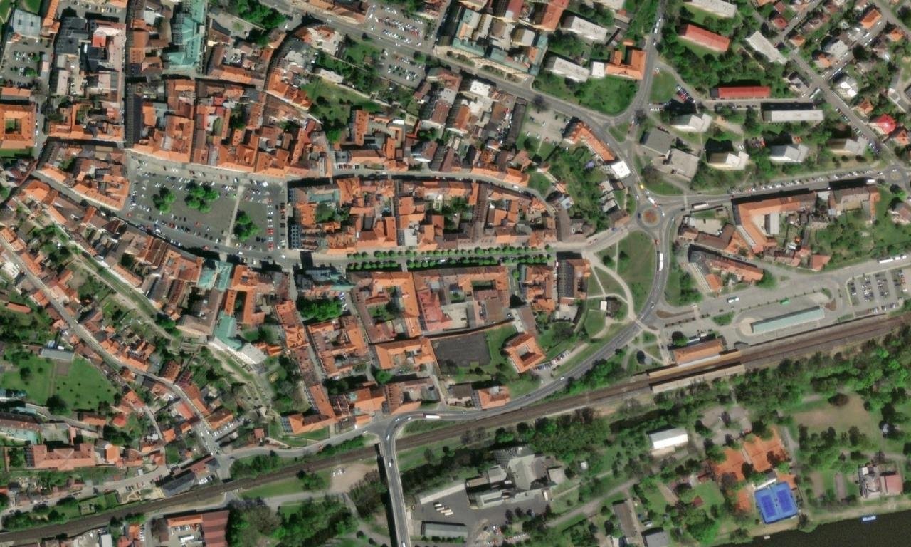 Kostel svaté Ludmily (Litoměřice) – letecký pohled