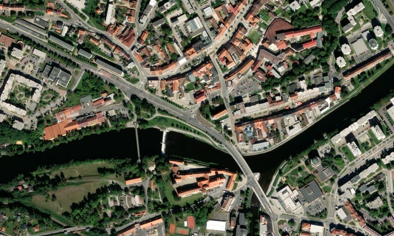 Kostel svaté Markéty (Strakonice I) – letecký pohled