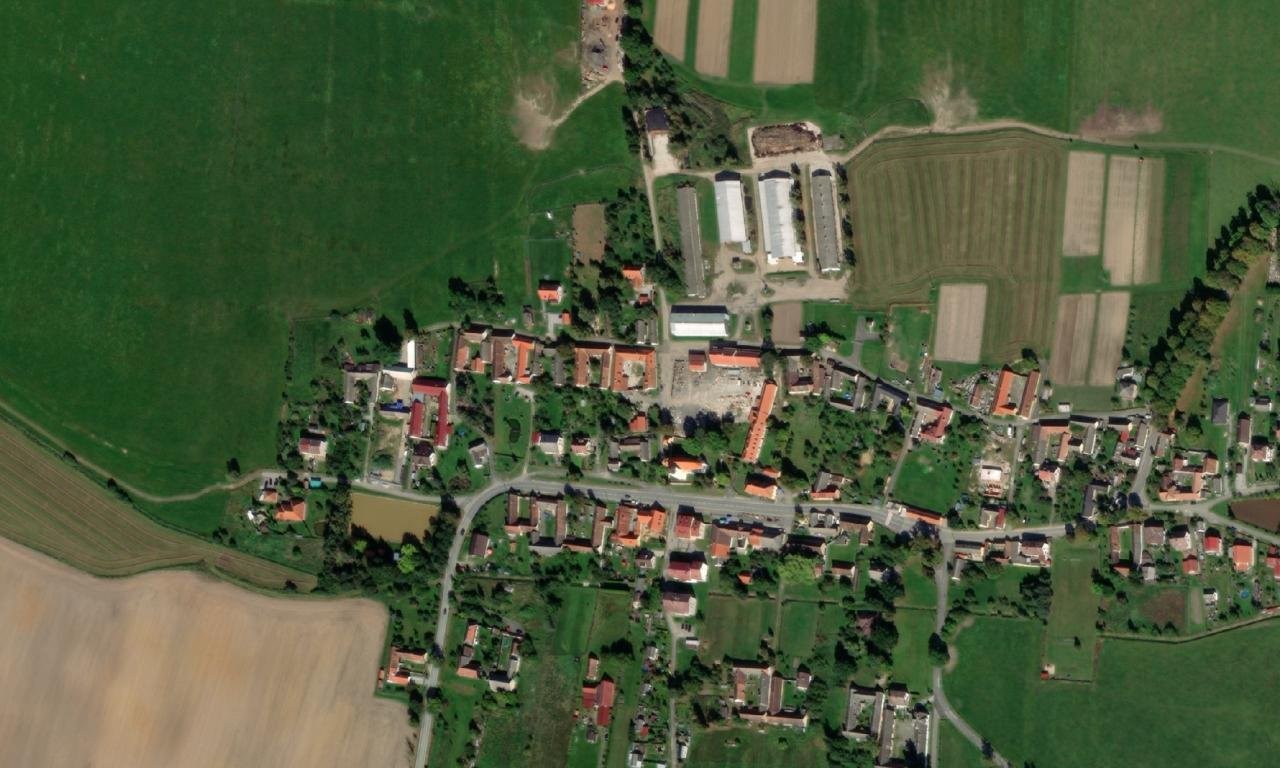 Kostel svatého Bartoloměje (Mladošovice) – letecký pohled
