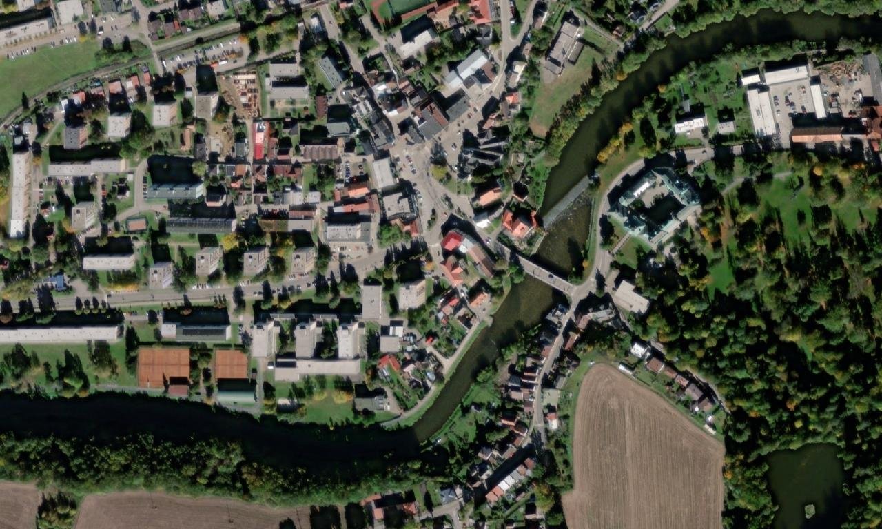kostel svatého Václava (Světlá nad Sázavou) – letecký pohled