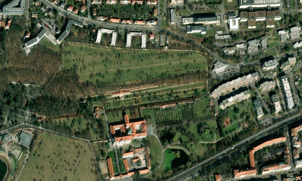 Markétská zahrada – letecký pohled