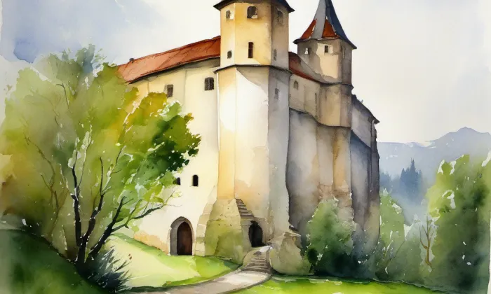 Biskupská mincovna – akvarel