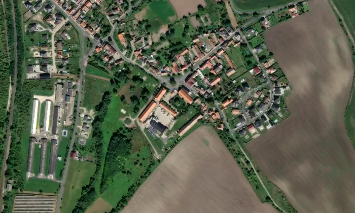 Blšany – letecký pohled