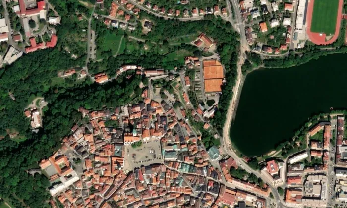 Ctiborův dům – letecký pohled