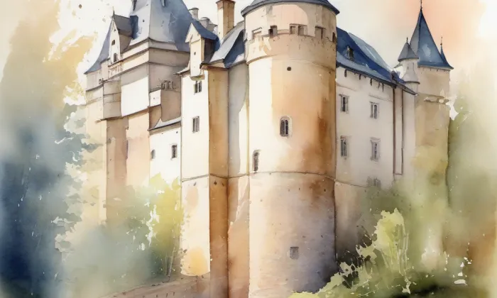 hrad Nové Hrady – akvarel