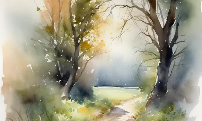 Janáčkovo stromořadí – akvarel