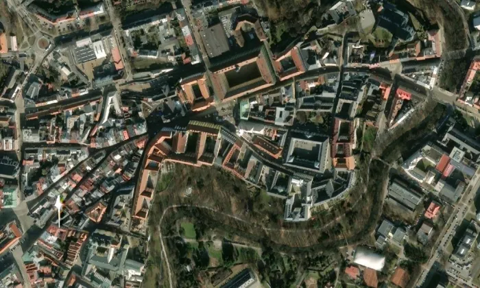 kapitulní proboštství v Olomouci – letecký pohled
