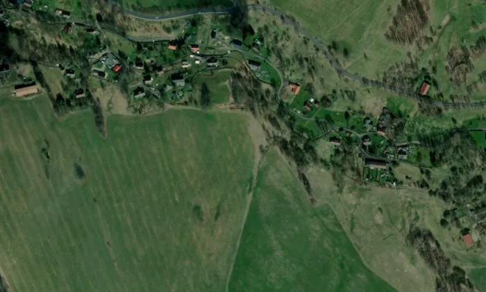 kaple Nejsvětější Trojice (Království) – letecký pohled