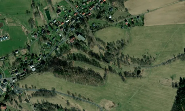 kaple Nejsvětější Trojice (Staré Křečany) – letecký pohled