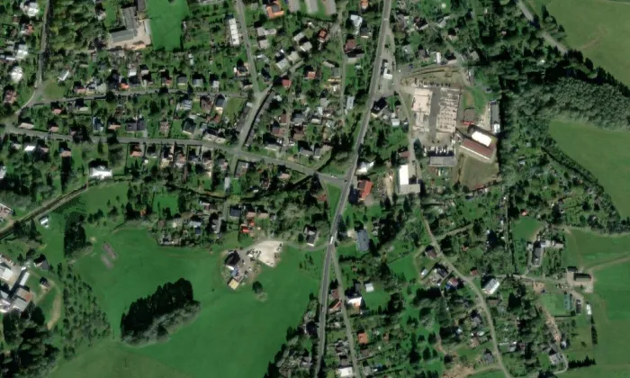 Kaple svaté Trojice (Zlaté Hory) – letecký pohled