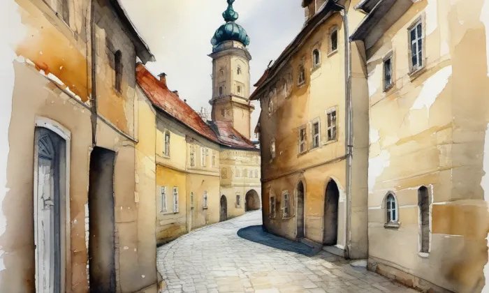 Karmelitská – akvarel