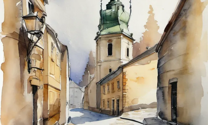 klášter klarisek v Olomouci – akvarel