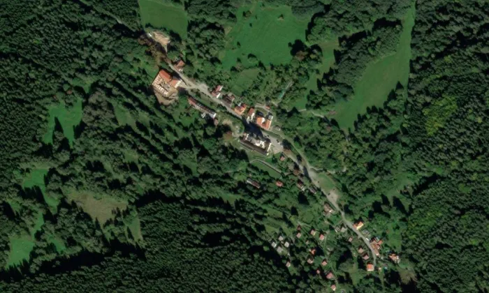 kostel Nanebevzetí Panny Marie (Dobrá Voda) – letecký pohled