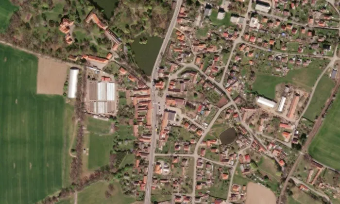 kostel Nejsvětější Trojice (Čimelice) – letecký pohled