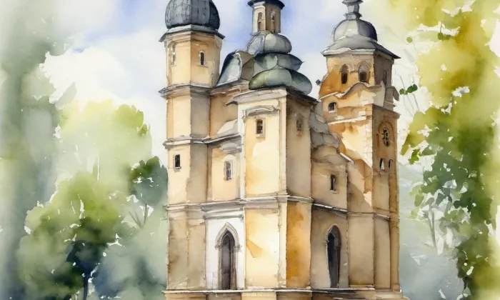 Kostel Nejsvětější Trojice (Neznašov) – akvarel