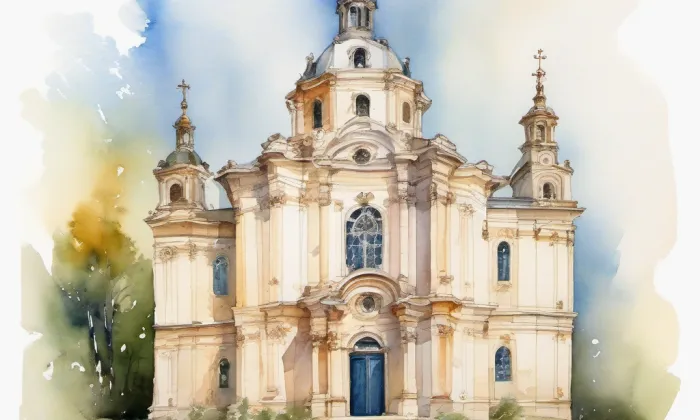 Kostel Panny Marie Pomocné (Železná Ruda) – akvarel