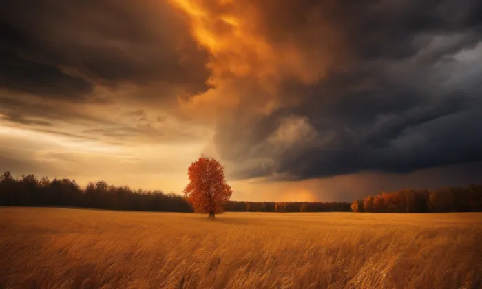 Kostel svaté Kateřiny (Chbany) – autumn