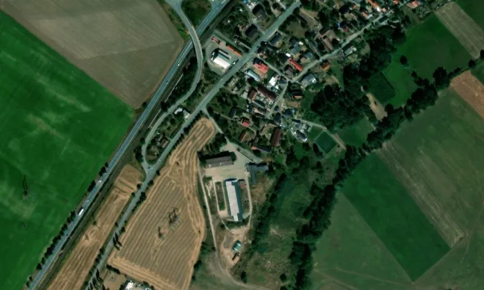 Kostel svaté Markéty (Semonice) – letecký pohled