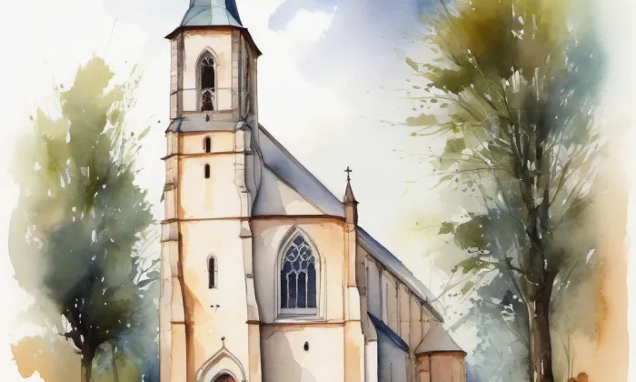 kostel svaté Markéty (Zhoř) – akvarel
