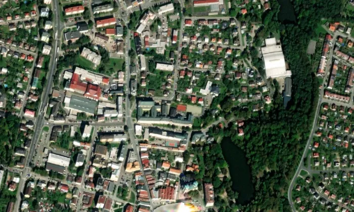 kostel svaté Rodiny (Havlíčkův Brod) – letecký pohled