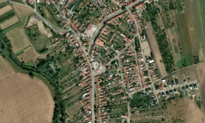 kostel svatého Jana Křtitele (Přibice) – letecký pohled