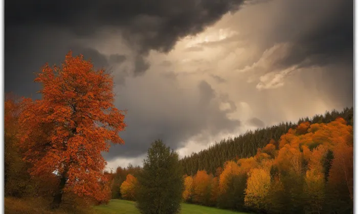 Kostel svatého Jiří (Moravské Prusy) – autumn