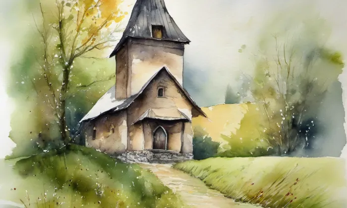 Kostel svatého Jiří (Pozděchov) – akvarel
