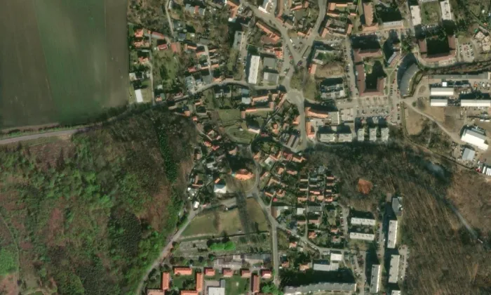 Kostel svatého Klementa (Odolena Voda) – letecký pohled