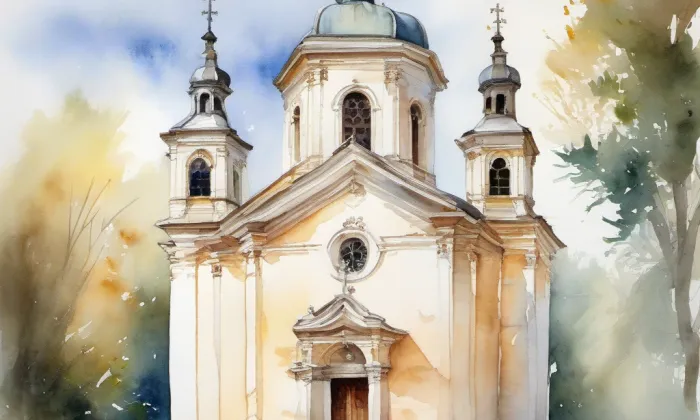 kostel svatého Matouše (Dolany) – akvarel