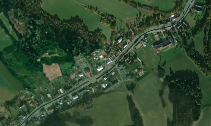 Kostel svatého Mikuláše (Lichnov) – letecký pohled