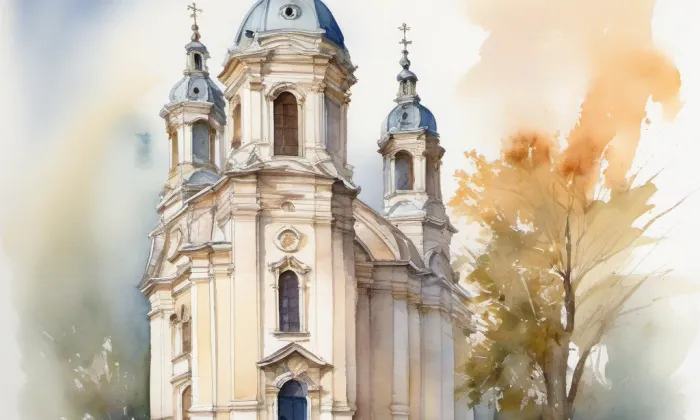 Kostel svatého Petra a Pavla (Želechovice nad Dřevnicí) – akvarel