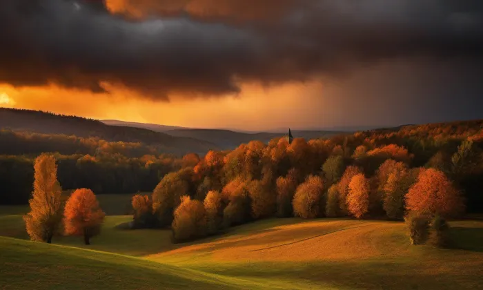 Kostel Všech svatých (Přeskače) – autumn
