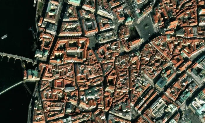 Linhartská – letecký pohled