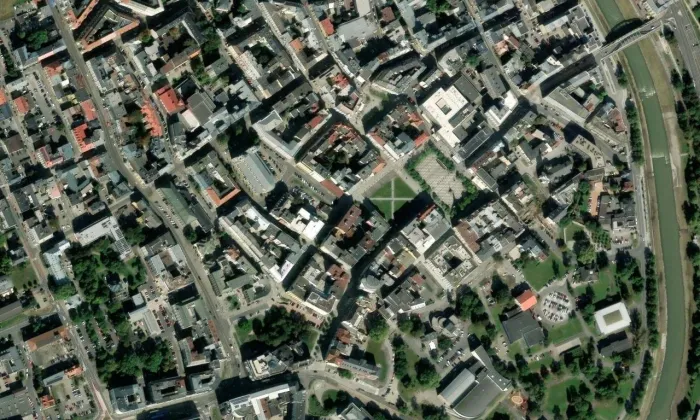 Moravskoostravský hrad – letecký pohled