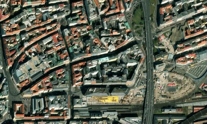 Na Poříčí – letecký pohled