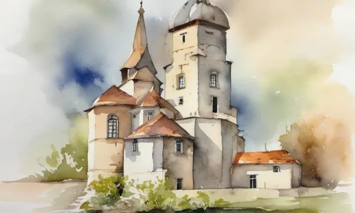 Nový hrad (Lužná) – akvarel