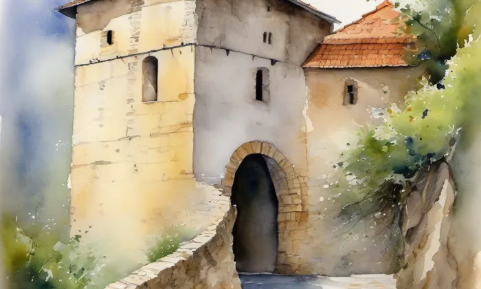 Příběnické podhradí – akvarel