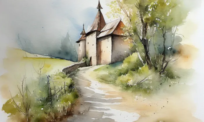 Panenský Týnec – akvarel