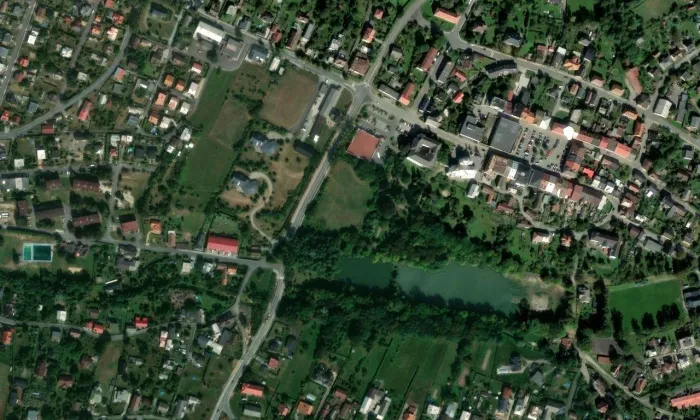 park Petra Bezruče (Klimkovice) – letecký pohled