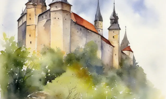 Polský dům – akvarel