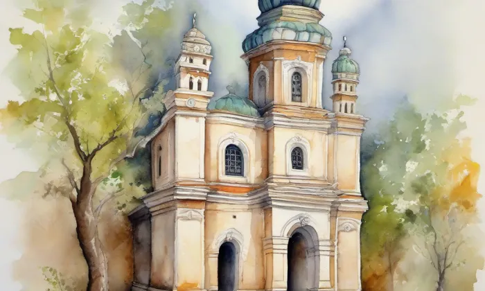 Synagoga v Kamenici nad Lipou – akvarel