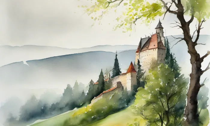 Trhové Sviny – akvarel