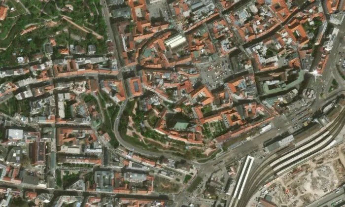 Vodojem na Petrově – letecký pohled