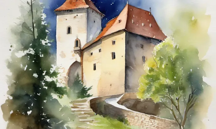 Vysoký hrádek – akvarel