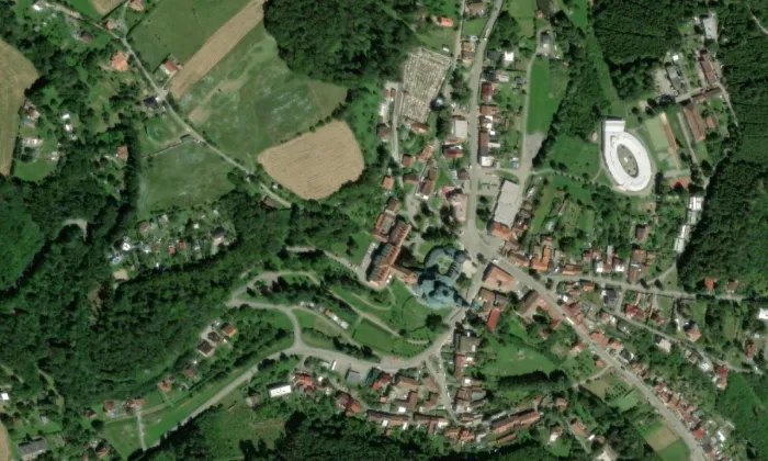 zámek Křtiny – letecký pohled