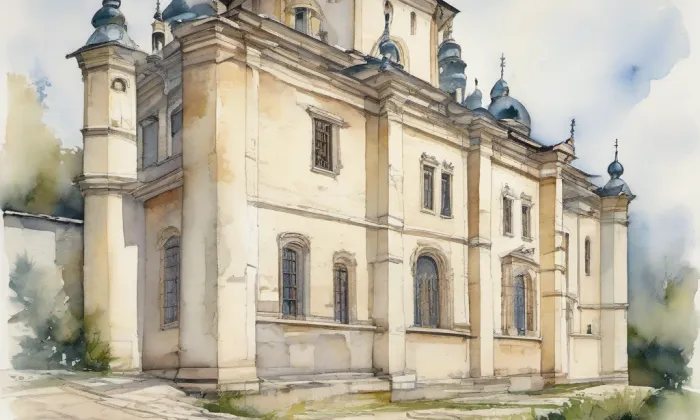 Červený kostel (Olomouc) – akvarel