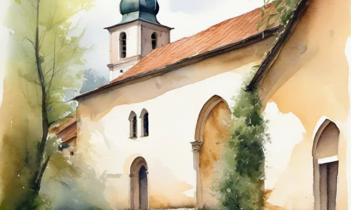 Františkánský klášter ve Slaném – akvarel