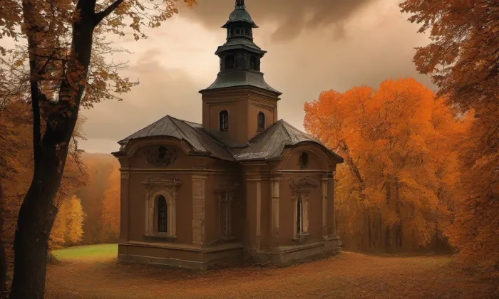 Kostel Archanděla Michaela (Hošťálkovy) – autumn
