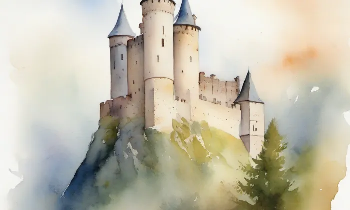 Zámek Dívčí Hrad – akvarel